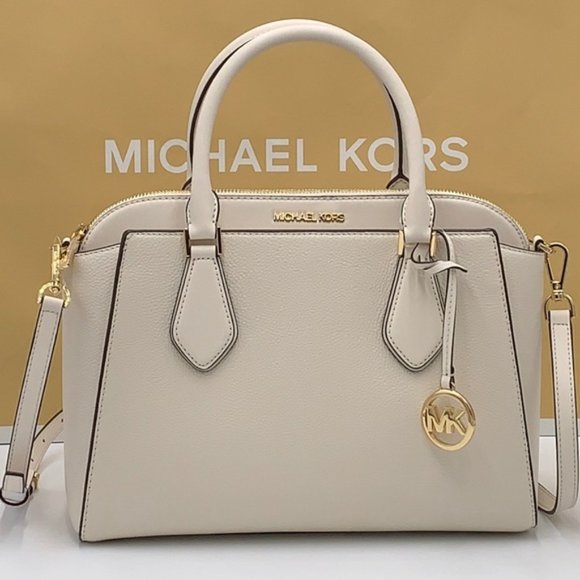 Michael Kors Daria Large Satchel Bag Leather Light Cream - Picture 5 of 15